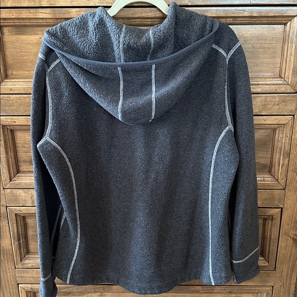 KUHL Women’s XL Charcoal Gray Quarter-Zip Fleece Hoodie - Picture 3 of 13